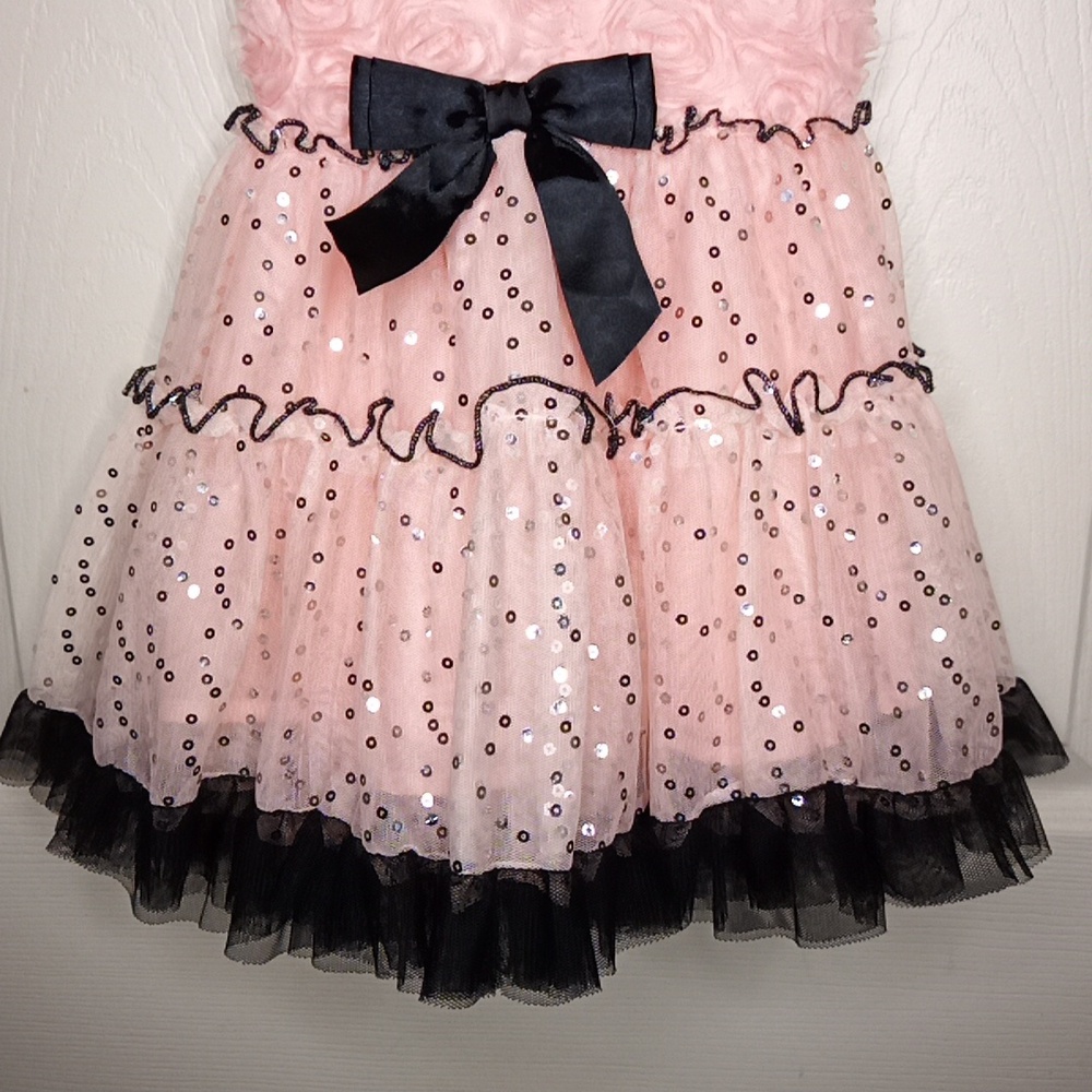 Girls Toddler Betsey Johnson Twirl Rosette Sequin Layered Dress Sz 4 - Picture 3 of 6